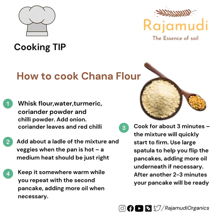 Organic Besan / Gram / Chana Dal  Flour By Rajamudi Organics