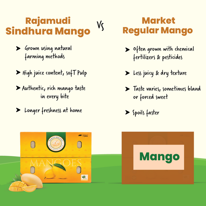 Organic Sindhura Mango — The Honey Mango of South India (3 KG)  | No Carbide, No Chemicals - Rajamudi Organics