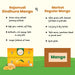 Comparison chart between Rajamudi Sindhura Mango and Market Regular Mango on a green background.