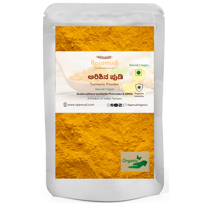 Premium Organic Turmeric Powder - 100% Natural, Anti-Inflammatory & Chemical-Free | Ideal for Cooking & Wellness - Rajamudi Organics