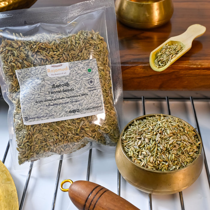 Organic Fennel Seeds (Saunf) | 100g, 250g | Rajamudi