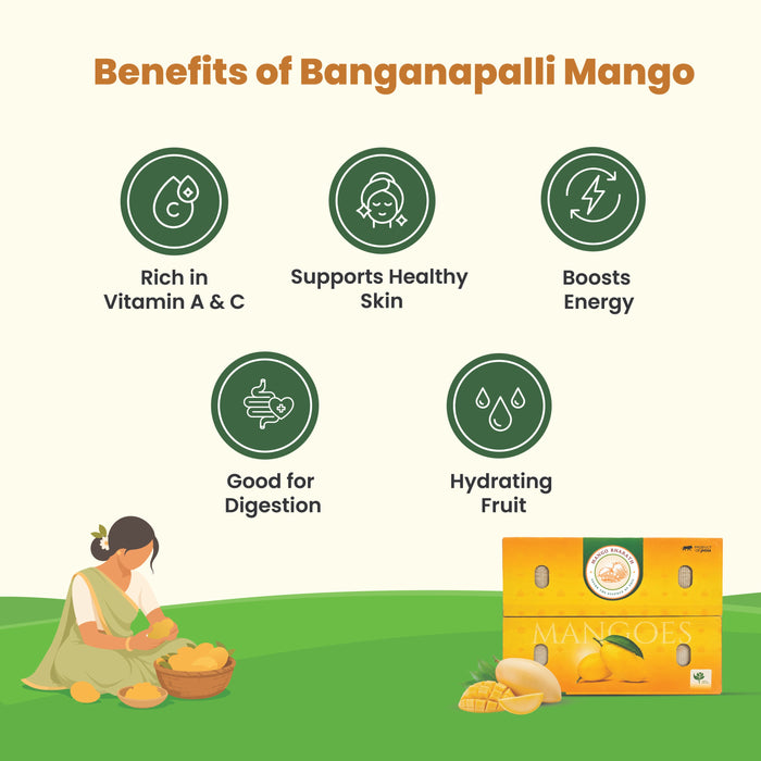 Rajamudi Organics — Organic Banganpalli Mangoes | GI-Tagged | Fibre-Free, Juicy & Sweet | Farm-Fresh from Andhra Pradesh