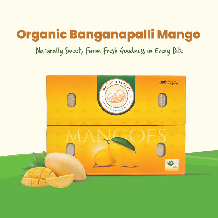 Rajamudi Organics — Organic Banganpalli Mangoes | GI-Tagged | Fibre-Free, Juicy & Sweet | Farm-Fresh from Andhra Pradesh