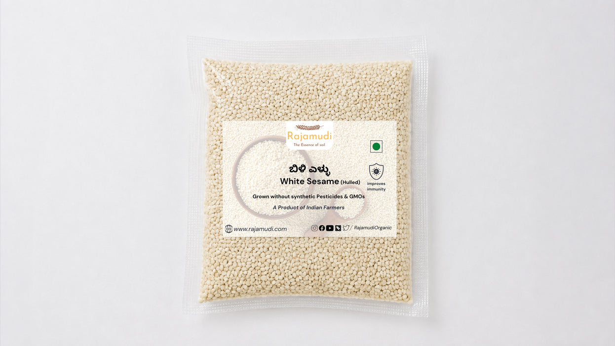 Organic White Sesame (Hulled)| 100, 250g | Rajamudi