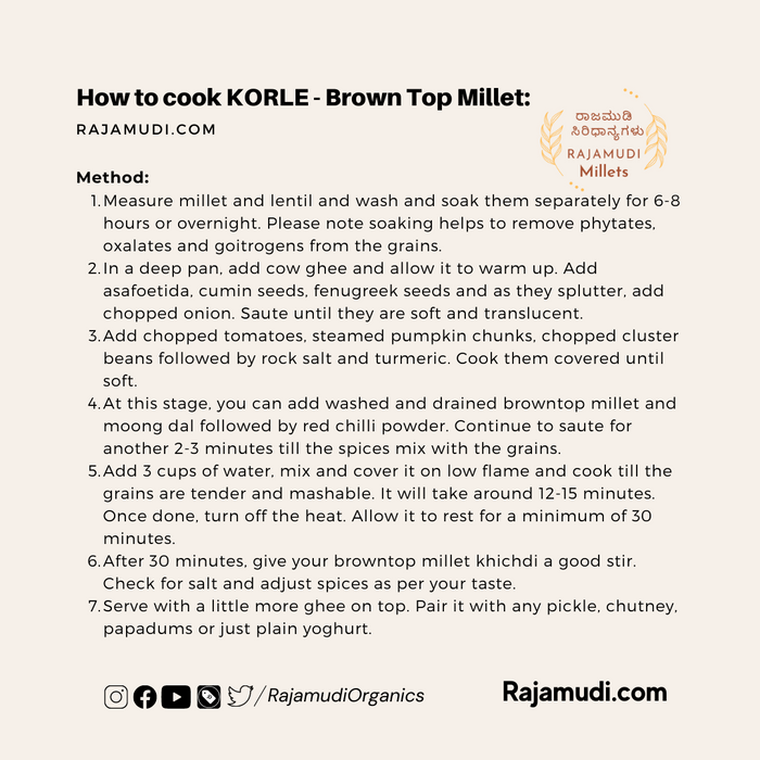 how to cook Brown Top Millet