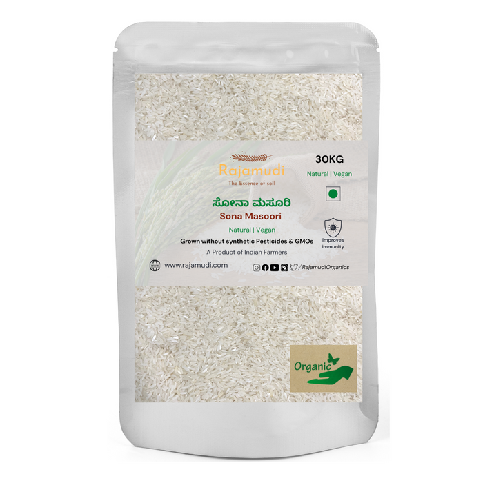 Organic Sona Masuri Rice by Rajamudi Organics